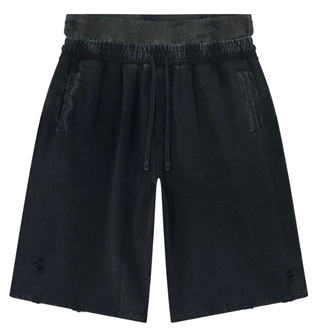 Unisex Vintage Wash Distressed Wide Leg Shorts