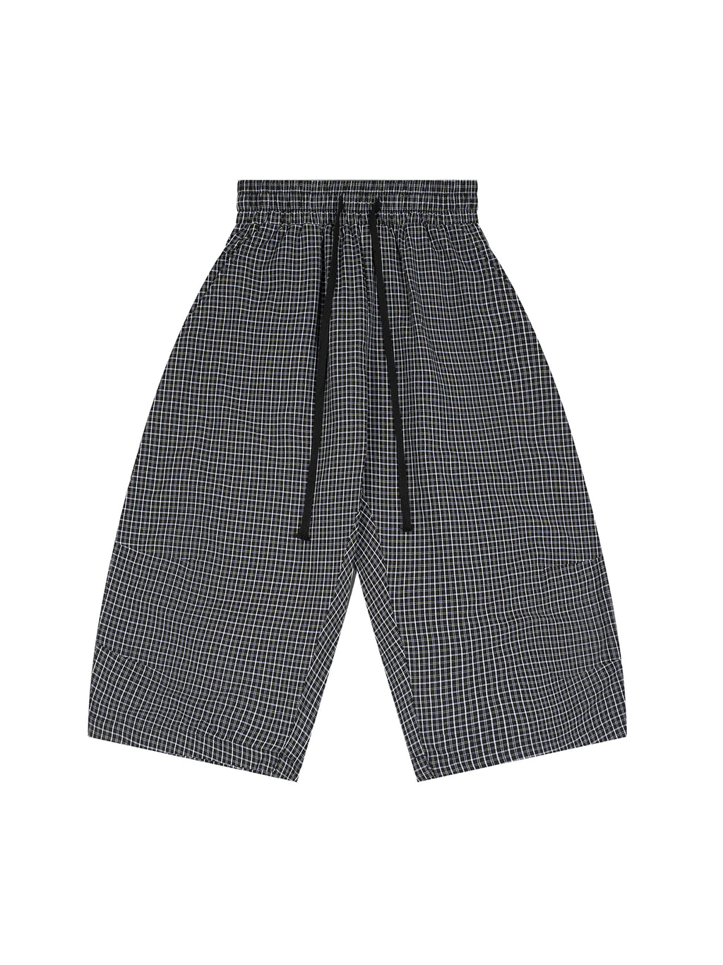 Unisex Black Plaid Loose Capri Shorts