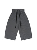 Unisex Black Plaid Loose Capri Shorts