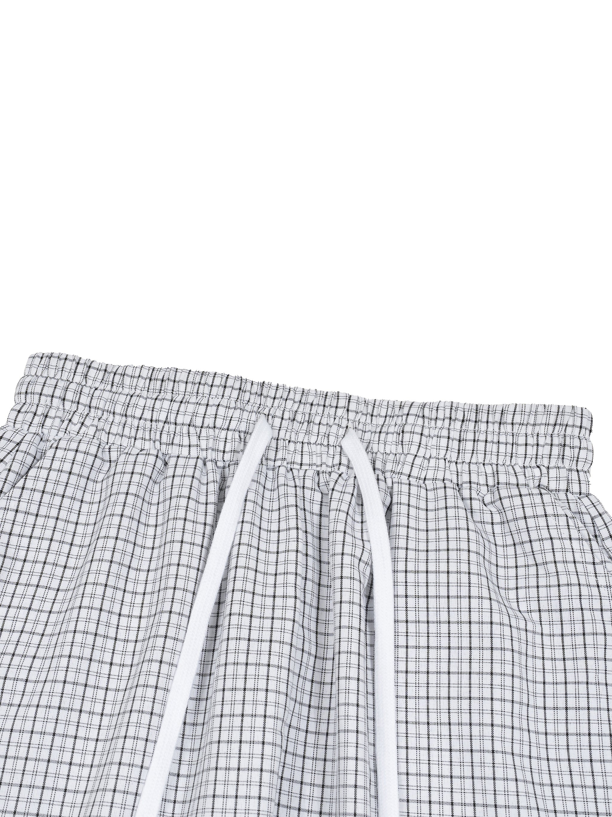 Unisex White Plaid Loose Capri Shorts