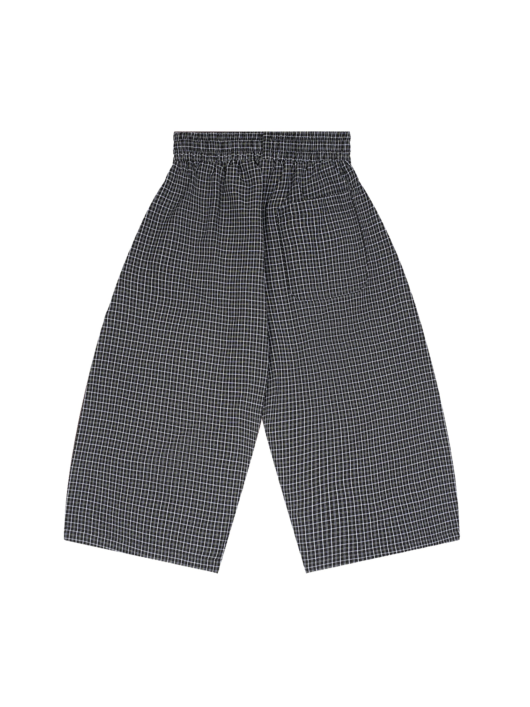 Unisex Black Plaid Loose Capri Shorts
