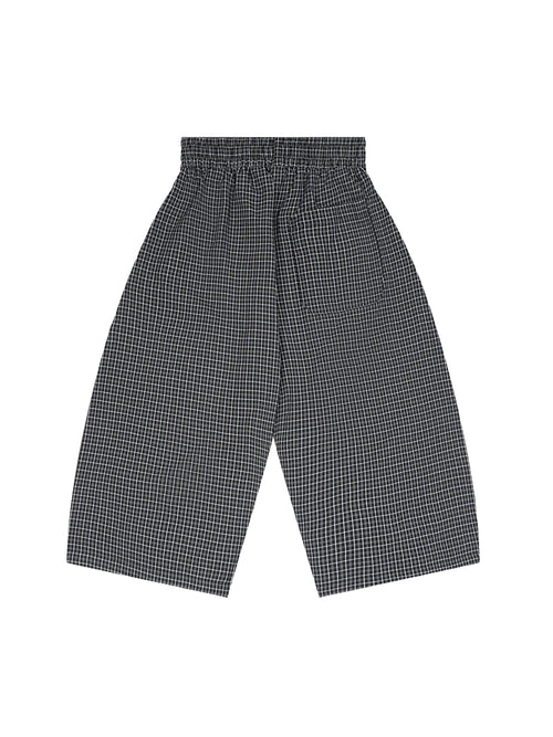 Unisex Black Plaid Loose Capri Shorts