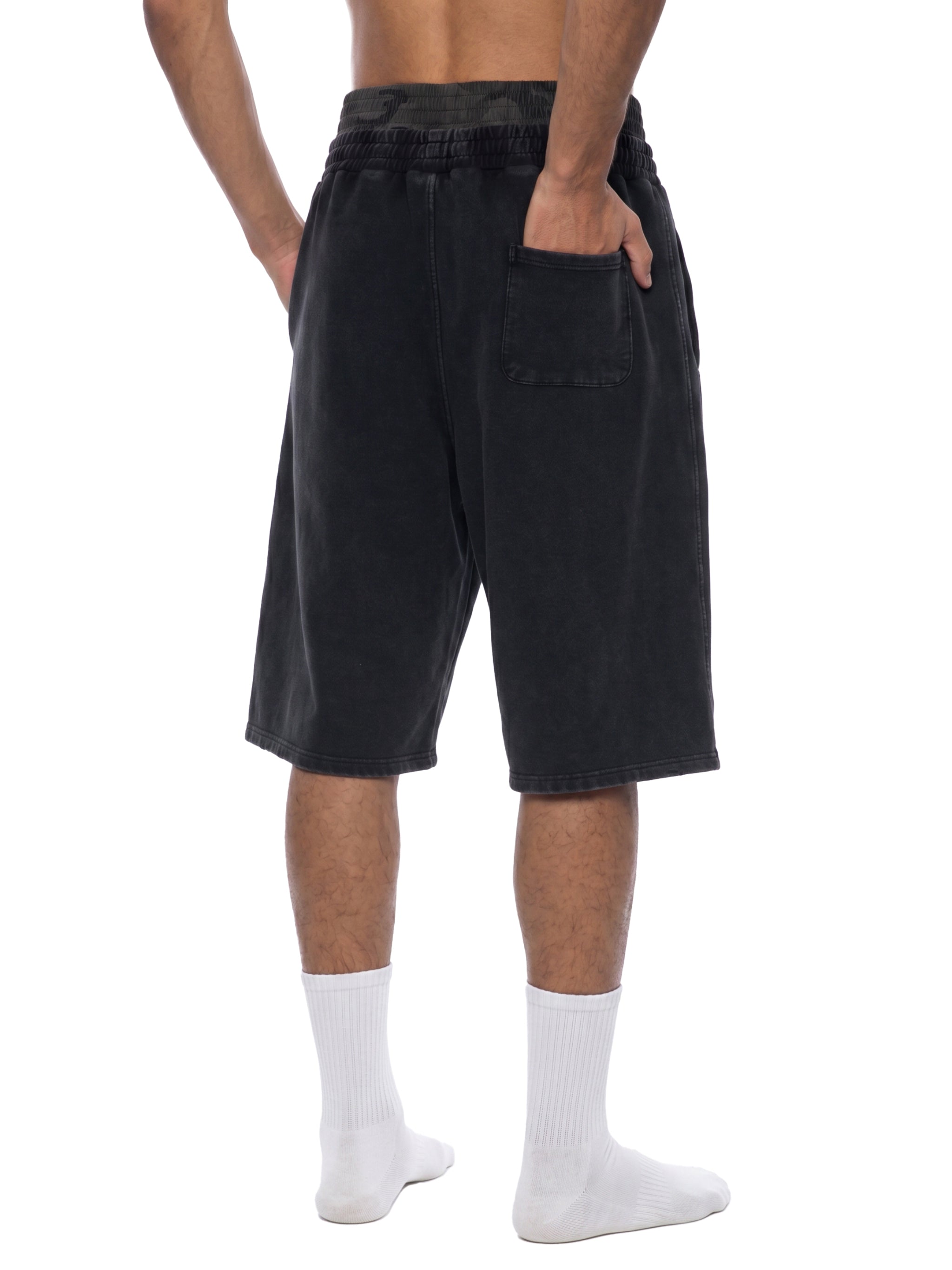 Unisex Vintage Wash Distressed Wide Leg Shorts