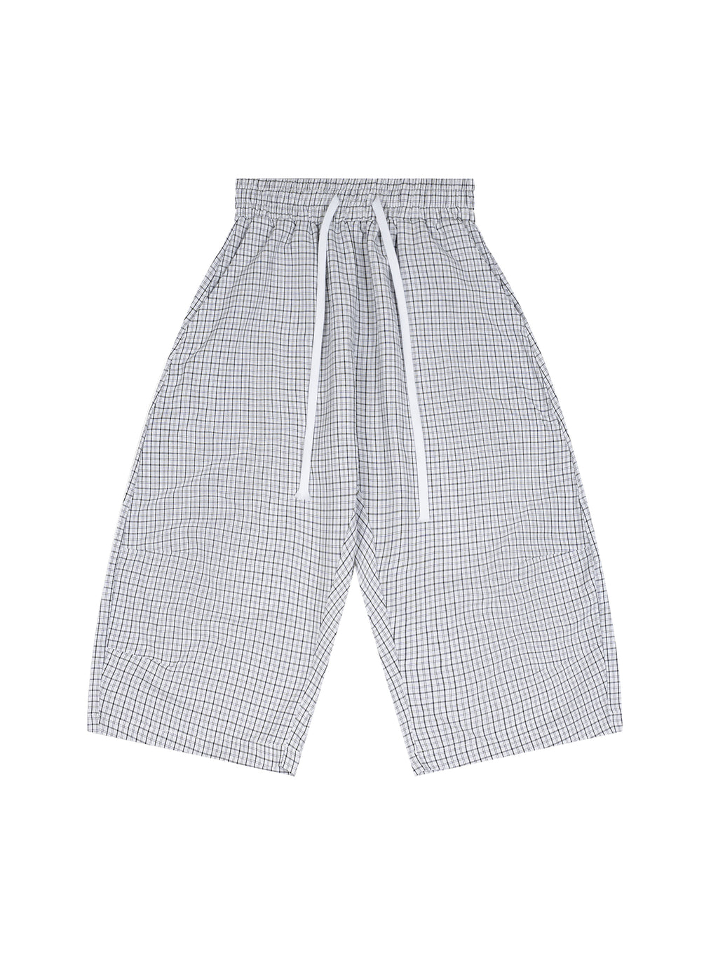 Unisex White Plaid Loose Capri Shorts