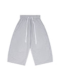 Unisex White Plaid Loose Capri Shorts